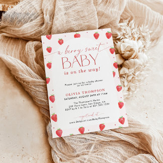 Aardbei Baby shower | Berry Sweet Baby Meisje Kaart