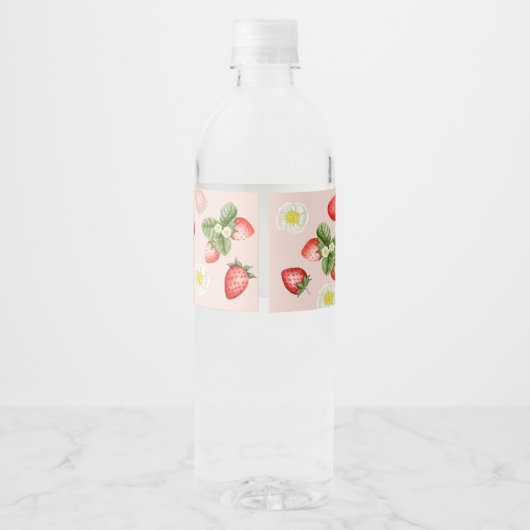 Aardbei baby shower beszoete sjabloon waterfles etiket (Achterkant)