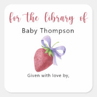 Aardbei - Baby Shower boekplaat, boeken voor baby