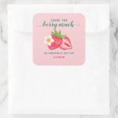 Aardbei Baby shower dank u Berry Much Custom Vierkante Sticker (Tas)