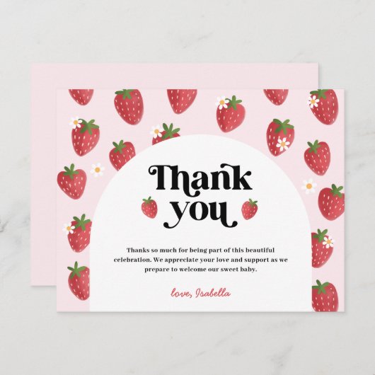 Aardbei Baby shower Hartelijk dank (Voorkant / Achterkant)