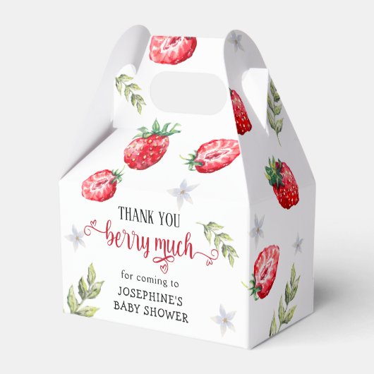  aardbei Baby shower Hartelijk dank Bedankdoosjes (Achterkant)