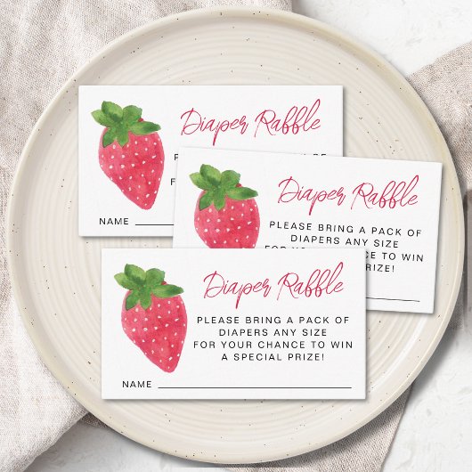 Aardbei Baby shower Luier Raffle Enclosure Auto Informatiekaartje