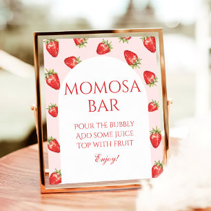 Aardbei Baby shower Momosa Bar Poster