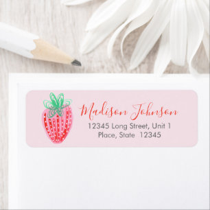 Aardbei Baby Shower Retouradreslabels Etiket