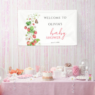 Aardbei Baby shower Welkom Spandoek
