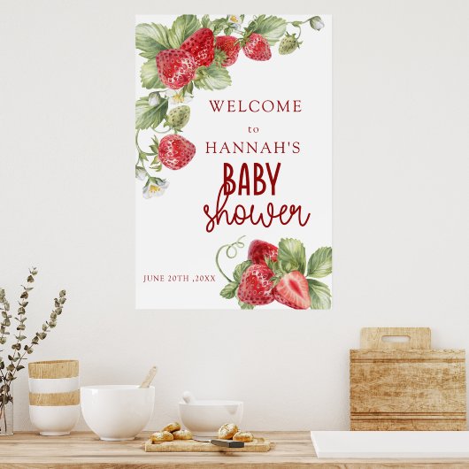 Aardbei | Baby shower welkomstbord Poster (Keuken)