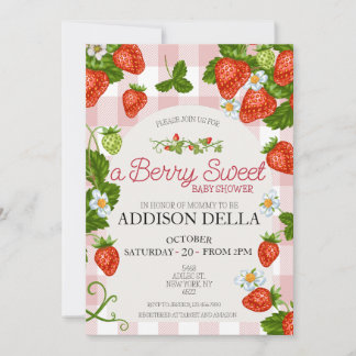 Aardbei Baby shower | Zoet bessen Kaart
