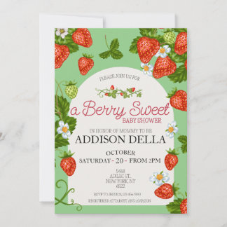 Aardbei Baby shower | Zoet bessen Kaart