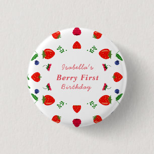 Aardbei baby shower zoete verrassing ronde button 3,2 cm