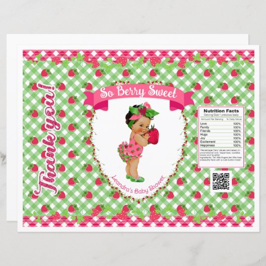 Aardbei Baby Thema Groen Roze Gingham Chip Bag (Voorkant / Achterkant)