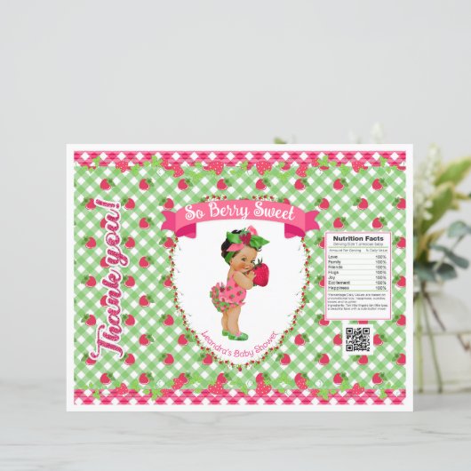 Aardbei Baby Thema Groen Roze Gingham Chip Bag (Staand voorkant)
