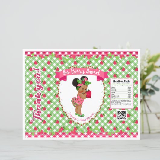Aardbei Baby Thema Roze Groen Gingham Chip Bag (Staand voorkant)