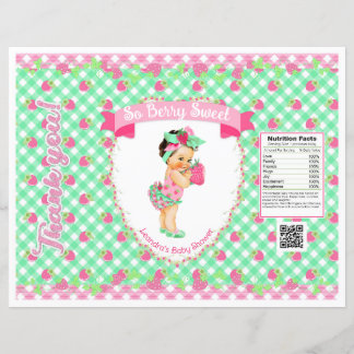 Aardbei Baby Thema Roze & Mint Gingham Chip Zak