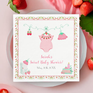 Aardbei Babypakje Met Patroon Baby Shower Servet