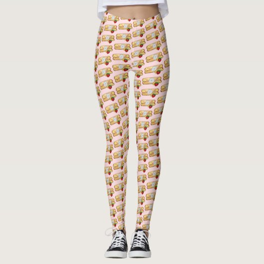 Aardbei Banana Crêpe Pancake Franse voedselkreefte Leggings (Voorkant)