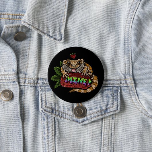 Aardbei Beardie Dragon "MINE" Ronde Button 7,6 Cm (In situ)