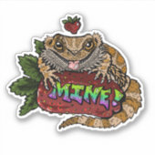 Aardbei Beardie Dragon "MINE" Sticker (Voorkant)