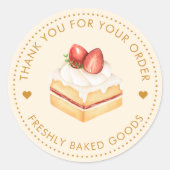 Aardbei Bedankt voor uw bestelling Ronde Sticker (Voorkant)