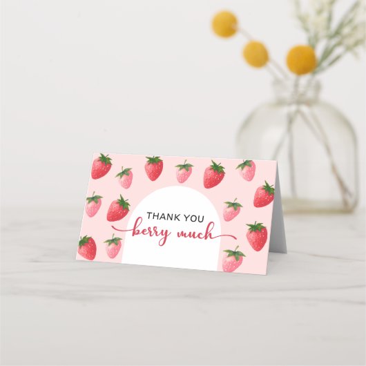 Aardbei Berry Eerste Verjaardag Dank u kaart (Voorkant)