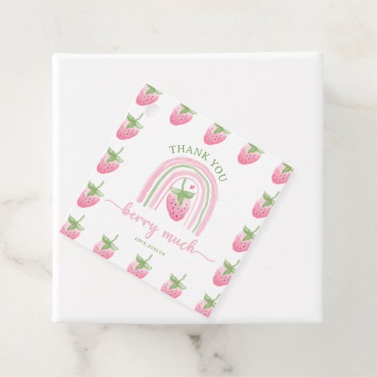 Aardbei Berry First Birthday Bedankjes Labels (In situ)