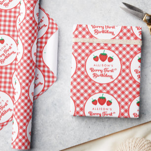 Aardbei Berry First Birthday Cadeaupapier