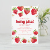 Aardbei Berry First Birthday Kaart (Staand voorkant)