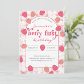 Aardbei Berry First Birthday Kaart (Staand voorkant)