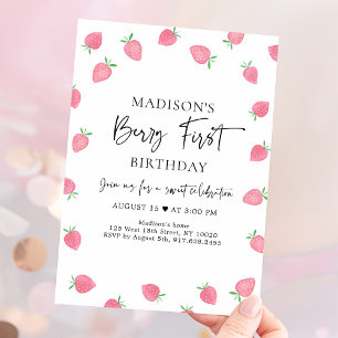 Aardbei Berry First Birthday Kaart