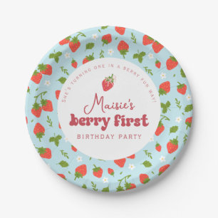 Aardbei Berry First Birthday Party Papieren Bordje