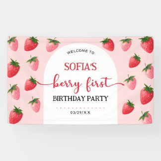 Aardbei Berry First Birthday Spandoek