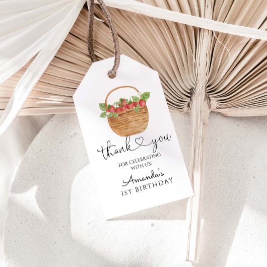 Aardbei Berry First Girl 1e verjaardag Cadeaulabel