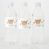 Aardbei Berry First Girl 1e verjaardag Waterfles Etiket (Flessen)