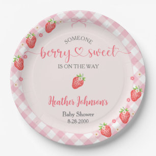 Aardbei Berry Sweet Baby Girl Baby shower Papieren Bordje