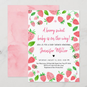 Aardbei Berry Sweet Baby shower Kaart