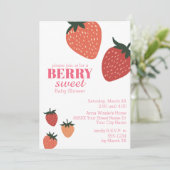 Aardbei Berry Sweet Baby shower Kaart (Staand voorkant)