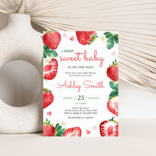 Aardbei Berry Sweet Baby shower Kaart