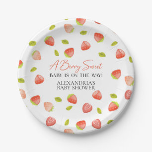 Aardbei Berry Sweet Baby shower Papieren Bordje