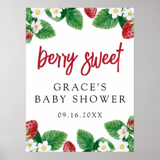 Aardbei Berry Sweet Baby shower Welkomstteken Poster