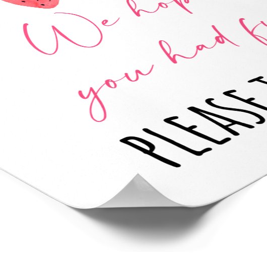 Aardbei Berry Sweet Birthday Party Favor Sign Poster (Hoek)