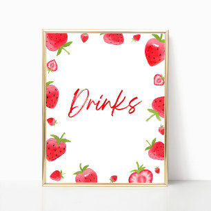Aardbei Berry Sweet Drinken Party Sign Poster
