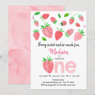 Aardbei Berry Sweet First Birthday Kaart