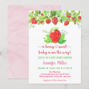 Aardbei Berry Sweet Floral Baby shower Kaart