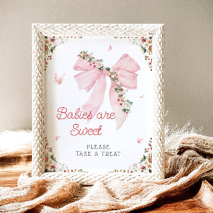 Aardbei Berry Sweet Pink Bow Baby's zijn zoet Poster