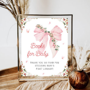 Aardbei Berry Sweet Pink Bow Boeken voor Baby Poster