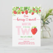 Aardbei Berry Sweet Second Birthday Kaart (Staand voorkant)