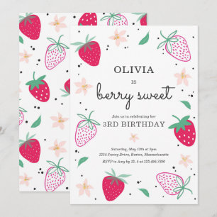 Aardbei Berry Sweet Strawberry Birthday Kaart