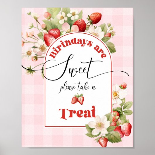 Aardbei Berry Verjaardagen zijn zoet neem een trak Poster (Voorkant)