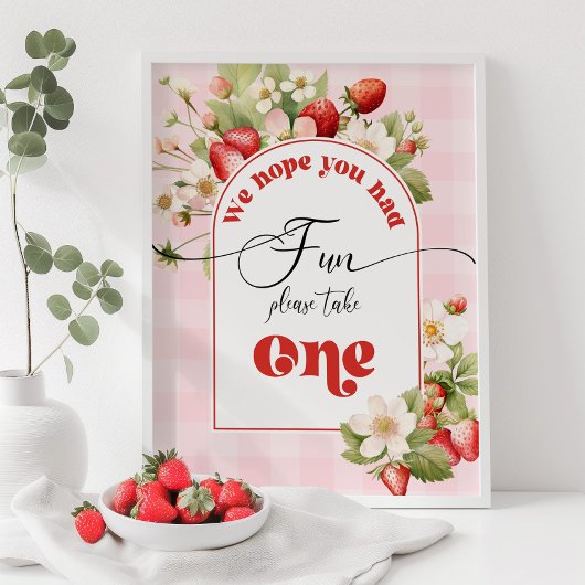 Aardbei Berry zoete verjaardag gunsten Poster