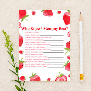 Aardbei Bes Wie Kent Mamma Baby Shower Spel Briefpapier